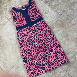 Boden Navy and Coral Graphic Dress